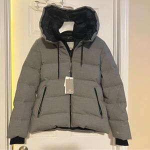 Soia & Kyo lgrey Hooded Puffer down Jacket coat inside zipper womens S new $565